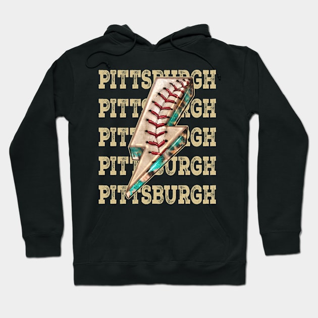 Aesthetic Design Pittsburgh Gifts Vintage Styles Baseball Hoodie by QuickMart